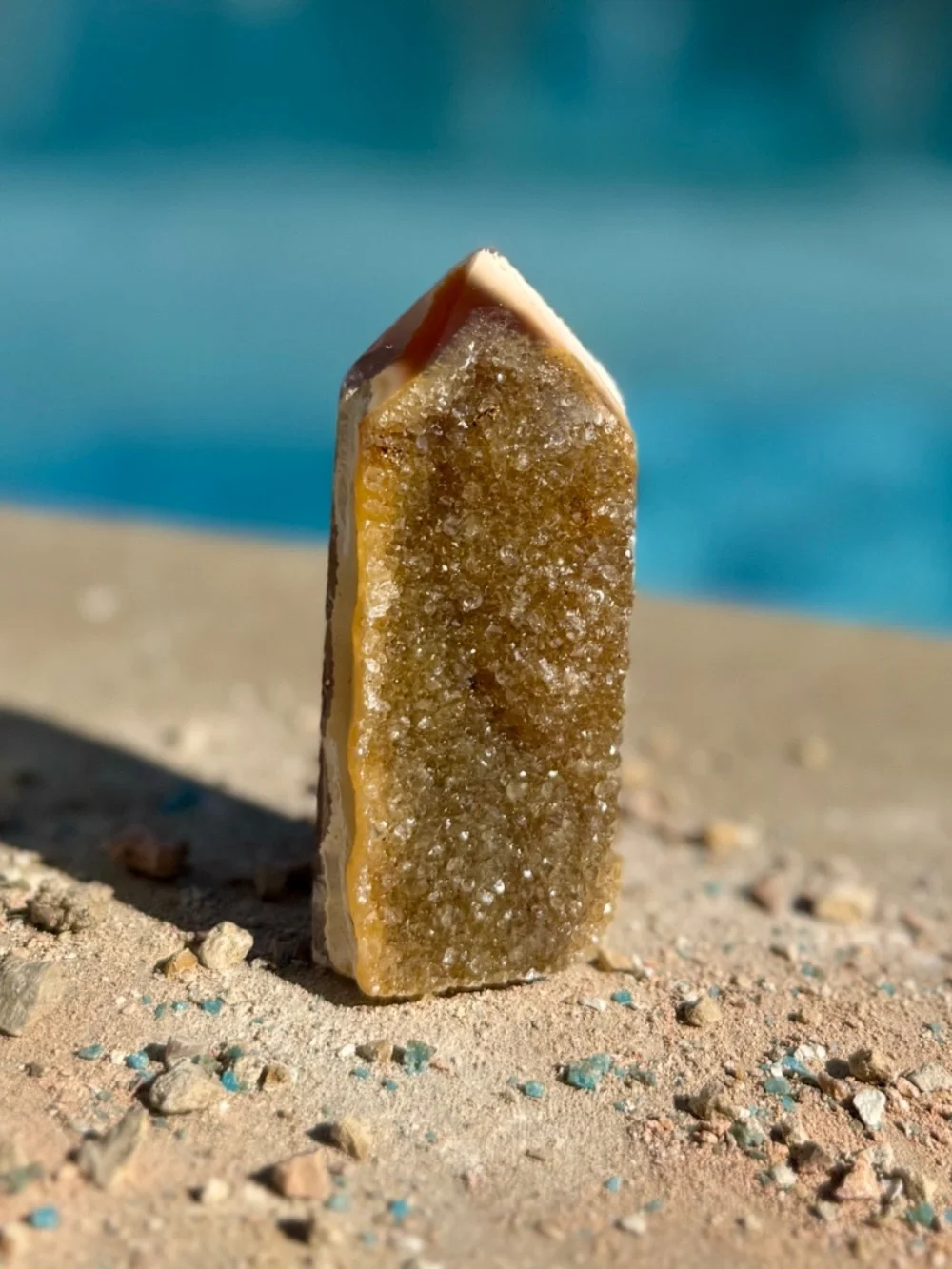 Brazilian Chalcedony Agate Druzy Tower Crystal this authentic